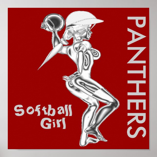 Poster de fille de softball Panthers (Devant)