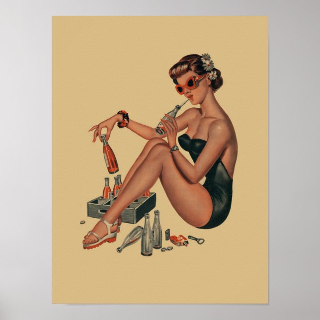 Poster de fille Retro Vintage Pin Up (Devant)