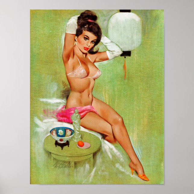 Poster de fille vintage Kitch pin up (Devant)