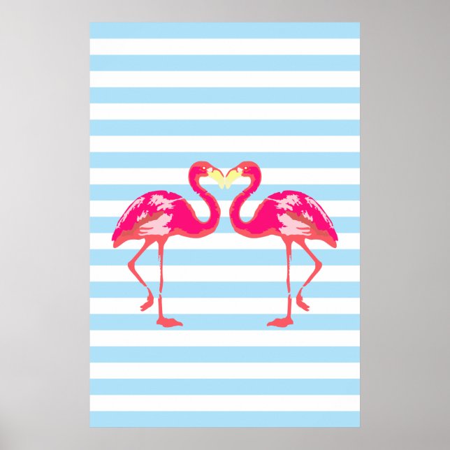 poster de Flamant rose, couleurs tropicales d'été, (Devant)