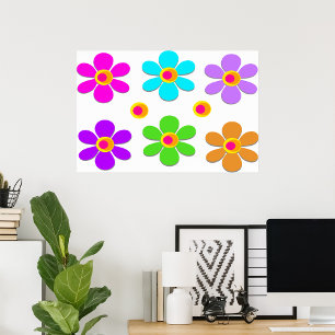 Poster de fleurs colorées vives