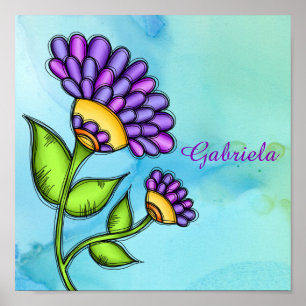 Poster de fleurs de gribouillis