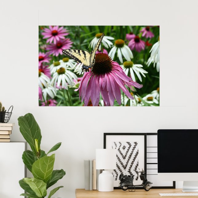Poster de fleurs de papillon Tiger Swallowtail (Bureau à domicile)