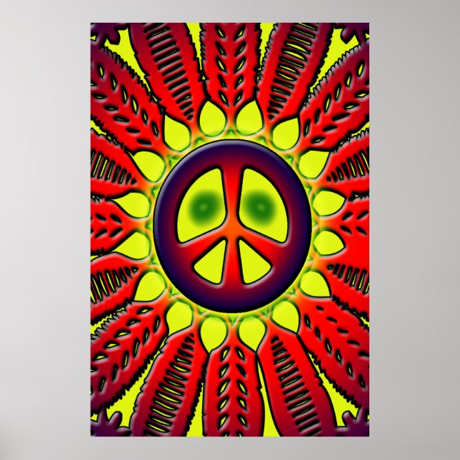 POSTER DE FLEURS DE SIGNE DE PAIX (Devant)