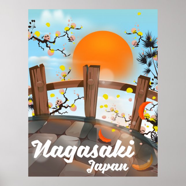 Poster de fleurs japonaises de Nagasaki. (Devant)