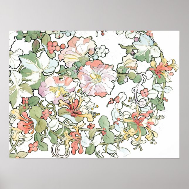 Poster de fleurs Mucha Art Nouveau Hollyhock (Devant)