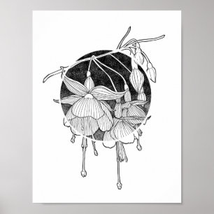 Poster de fleurs néo-botaniques Fuchsia
