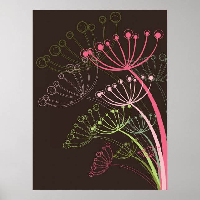 Poster de fleurs rose de Dandelions doux (Devant)