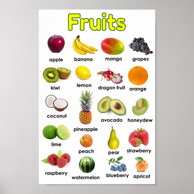 Poster de fruits de variété colorée (Devant)