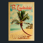 Poster de Ft Lauderdale Floride Palm Tree Vintage<br><div class="desc">Affiche de voyage vintage de la plage de Fort Lauderdale,  Floride.</div>