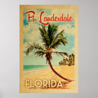 Poster de Ft Lauderdale Floride Palm Tree Vintage