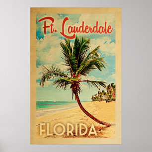 Poster de Ft Lauderdale Floride Palm Tree Vintage