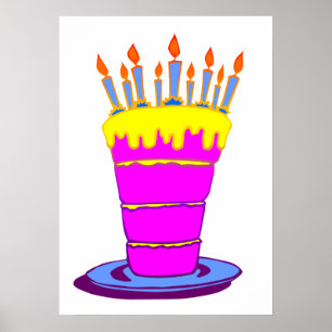 Poster de gâteau d'anniversaire rose géant