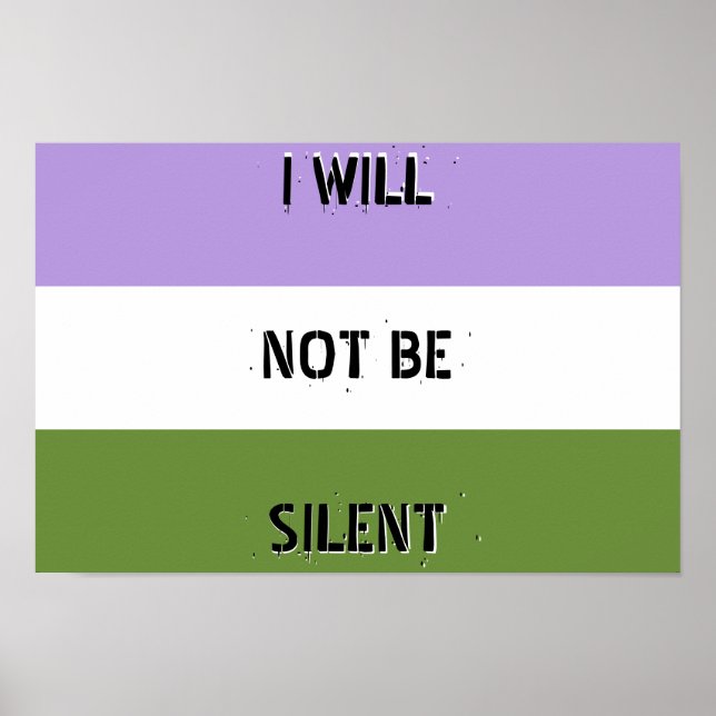Poster de Genderqueer "Je ne serai pas silencieux" (Devant)