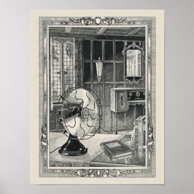 Poster de gravure de la ligne de ventilateur élect (Devant)