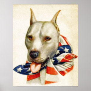 Poster de guerre Patriotique Pit Bull Dog vintage
