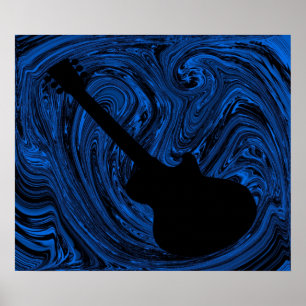 Poster de guitare Abstrait, bleu