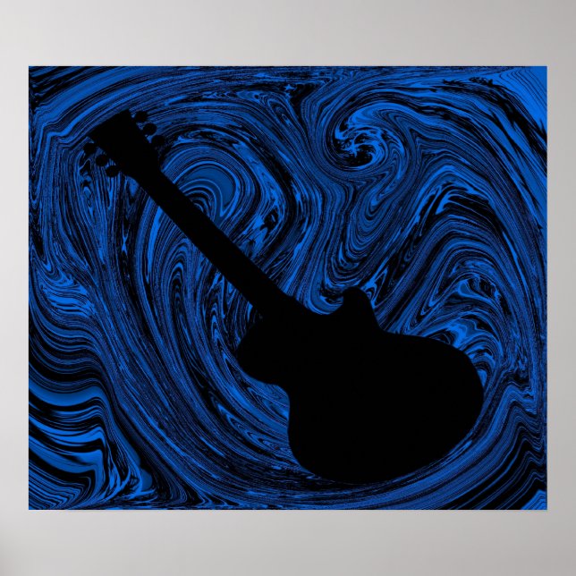 Poster de guitare Abstrait, bleu (Devant)