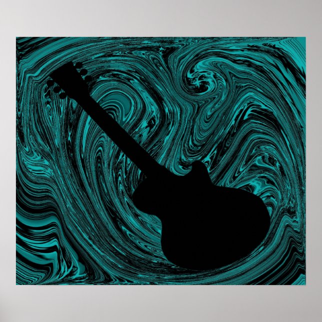 Poster de guitare Abstrait, Turquoise (Devant)