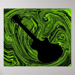 Poster de guitare Abstrait, Vert