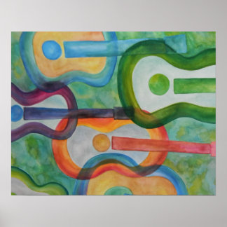 Poster de guitare aquarelle