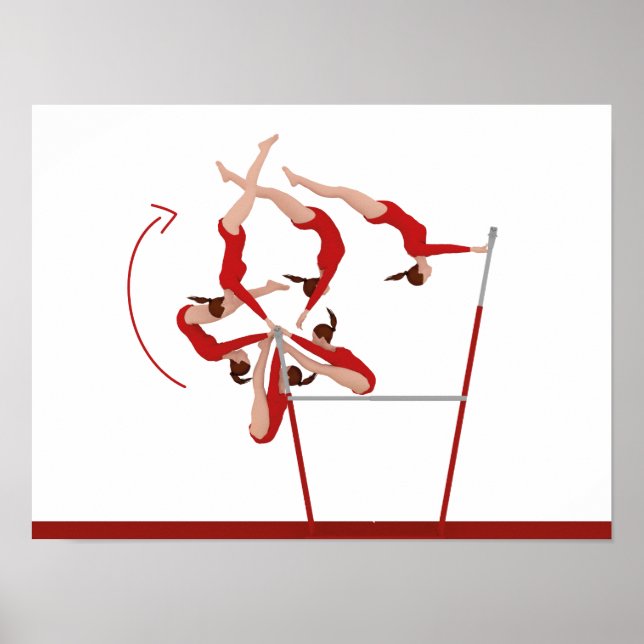 Poster de gymnastique impressionnante - barres iné (Devant)