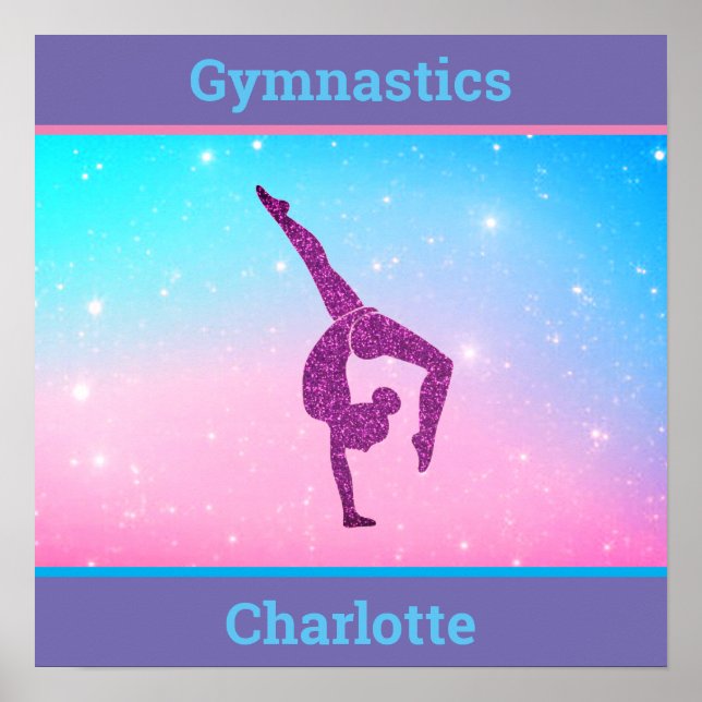 Poster de Gymnastique Sparkle Pastel avec son nom (Devant)