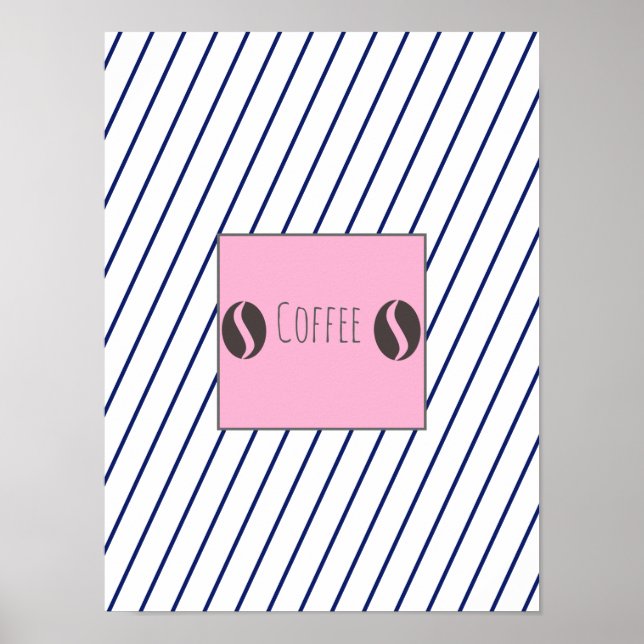 Poster de haricots de café Funky Plaque Bleu Strip (Devant)