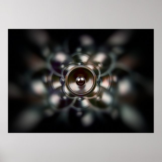 Poster de haut-parleur de musique à rotation foncé (Devant)