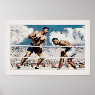 Poster de Jack Dempsey vintage contre Jess Willard