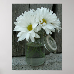 Poster de Jar Of Daisies & Barn Wood