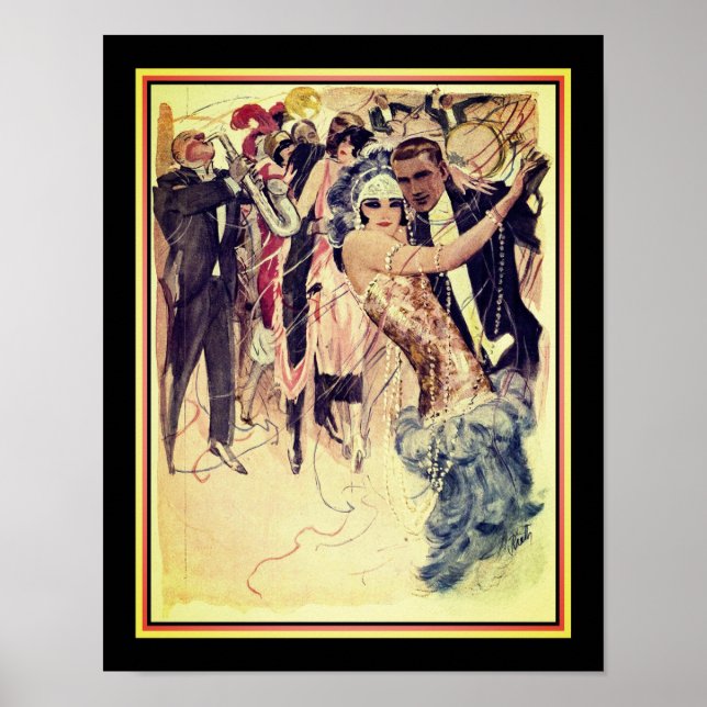 Poster de jazz/danseur Art déco des années 1920 (Devant)