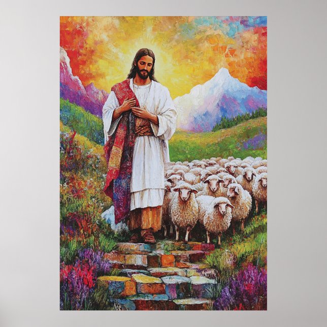 Poster de Jésus et des moutons (Devant)