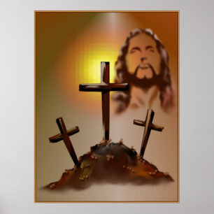 Poster de Jésus et Trois Croix