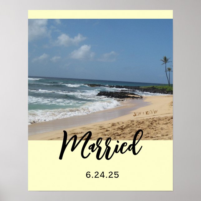 Poster de Just Married Names in Sand (Devant)