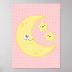 Poster de Kawaii Moon et Stars Imprimer