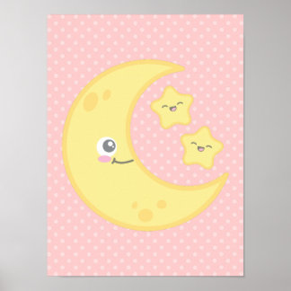 Poster de Kawaii Moon et Stars Imprimer