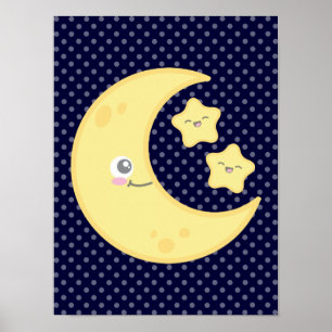 Poster de Kawaii Moon et Stars Imprimer