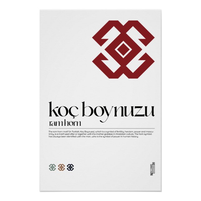 Poster de Koç Boynuzu (Ram Horn) turcique Motif (Devant)