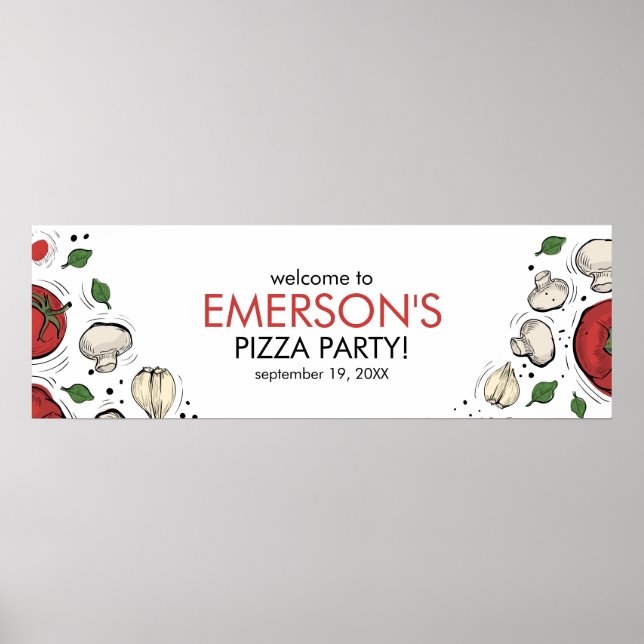 Poster de la bannière de bienvenue de Pizza Party (Devant)