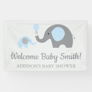 Poster de la bannière du Baby shower Elephant bleu