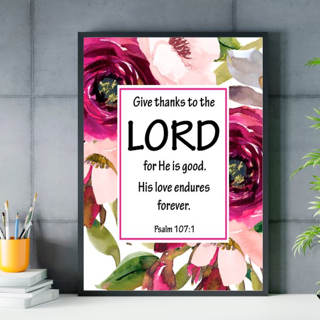 Poster de la Bible Verse Purple Floral Psaume (Créateur téléchargé)