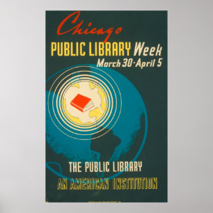 Poster de la bibliothèque publique Vintage de Chic
