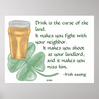 Poster de la bière et du Shamrock/irlandais
