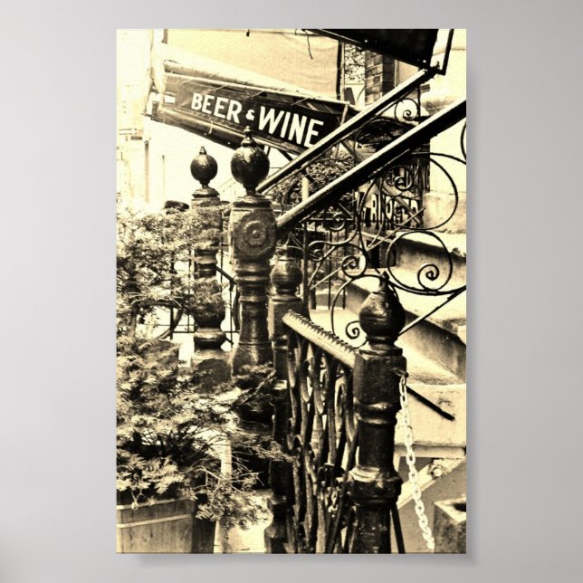 Poster de la bière et du vin Sepia (Devant)