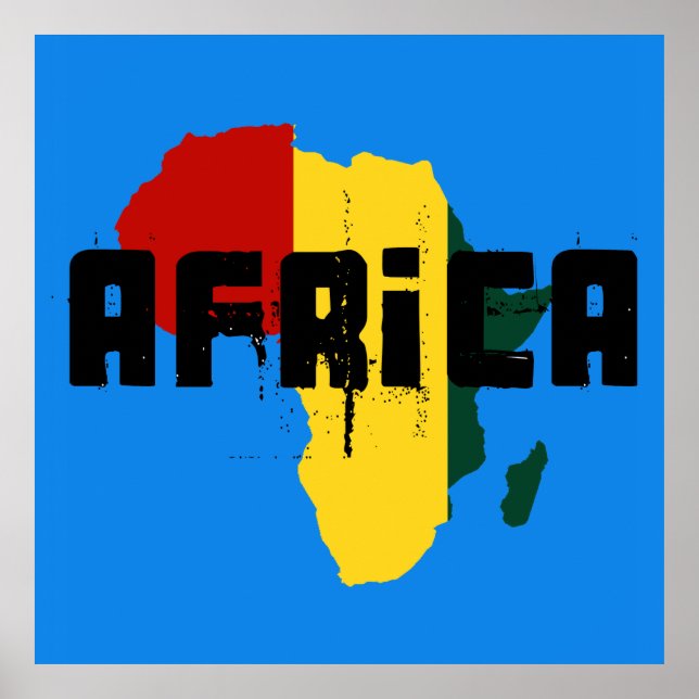 Poster de la carte africaine du reggae Ragga Afriq (Devant)