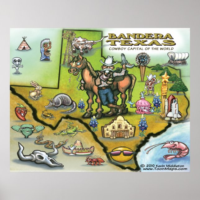 Poster de la carte Bandera TEXAS (Devant)