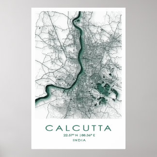 Poster de la carte Calcutta/Kolkata| Bengale occid