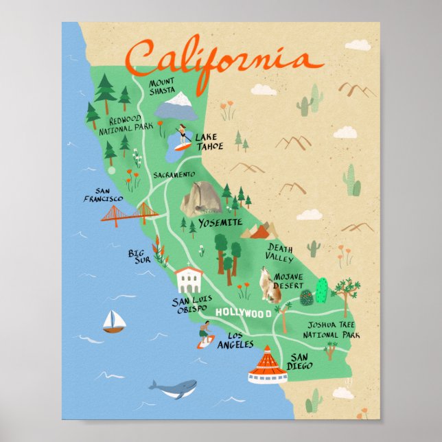 Poster de la carte californienne (Devant)