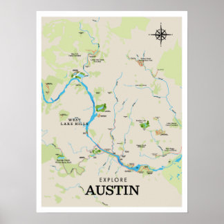 Poster de la carte d'Austin Outdoors